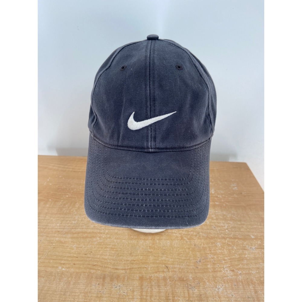 Nike Mens Swoosh Heritage 86 Adjustable Baseball Cap Black Faded Cotton Hat